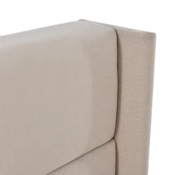 Okwish Lit coffre 160x200 cm - Lit double capitonné avec sommier à lattes - Lin - Matelas Inclus - Beige New