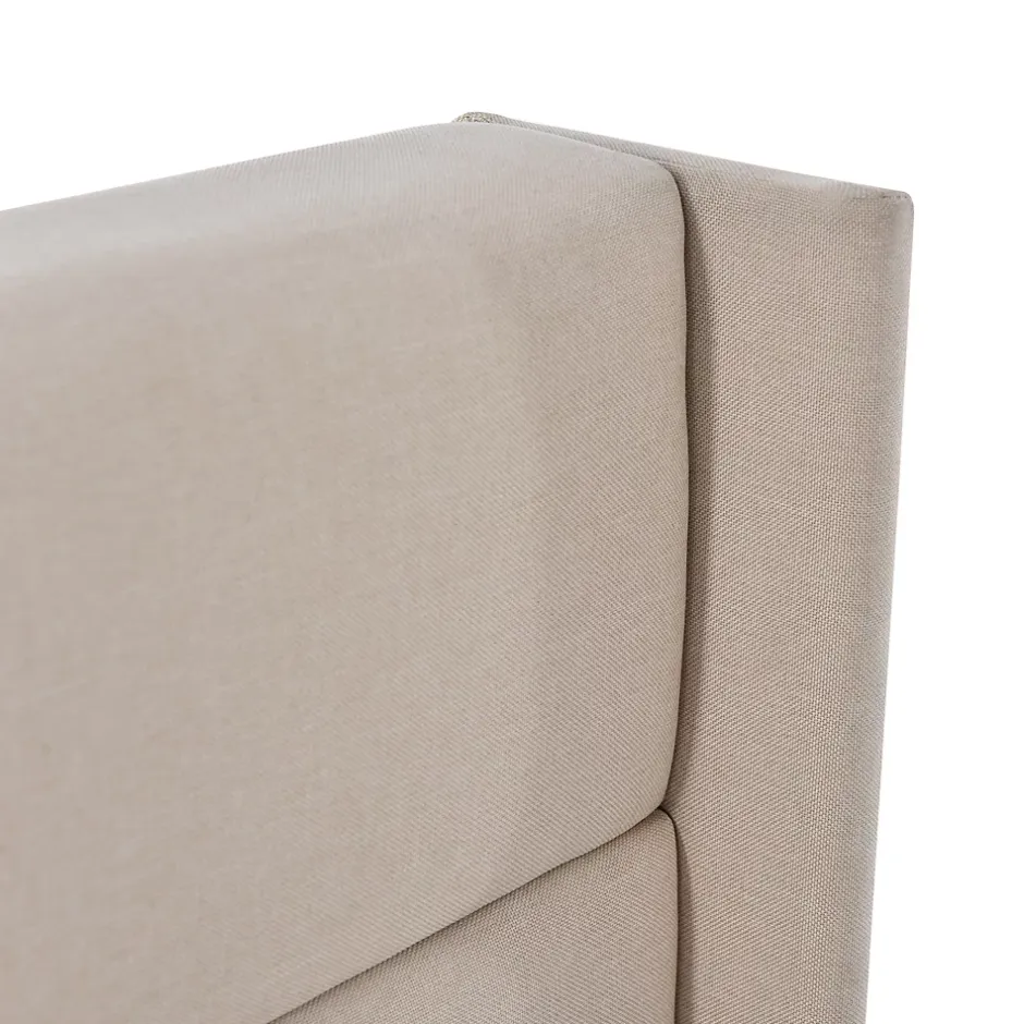 Okwish Lit coffre 160x200 cm - Lit double capitonné avec sommier à lattes - Lin - Matelas Inclus - Beige New