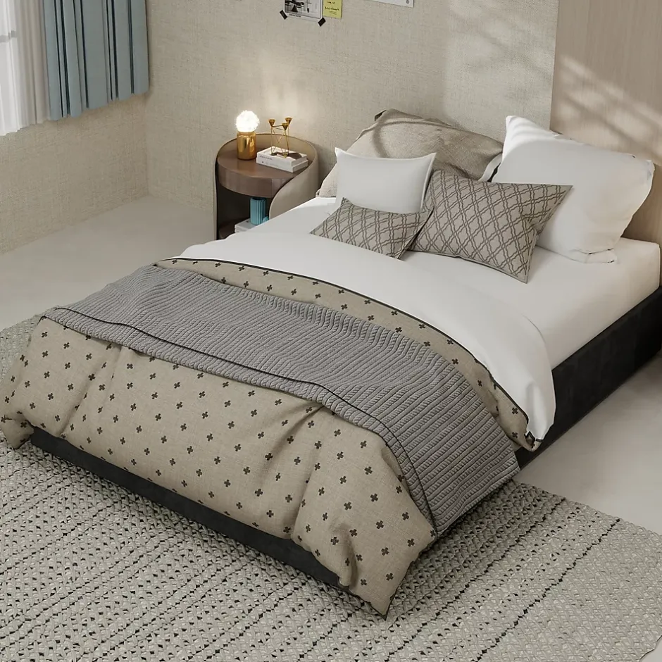 Okwish Lit Coffre 140x200 cm - Lit Double pour Adulte/Ado avec Système Hydraulique, Sans Matelas, en Velours Hollandais Gris Hot