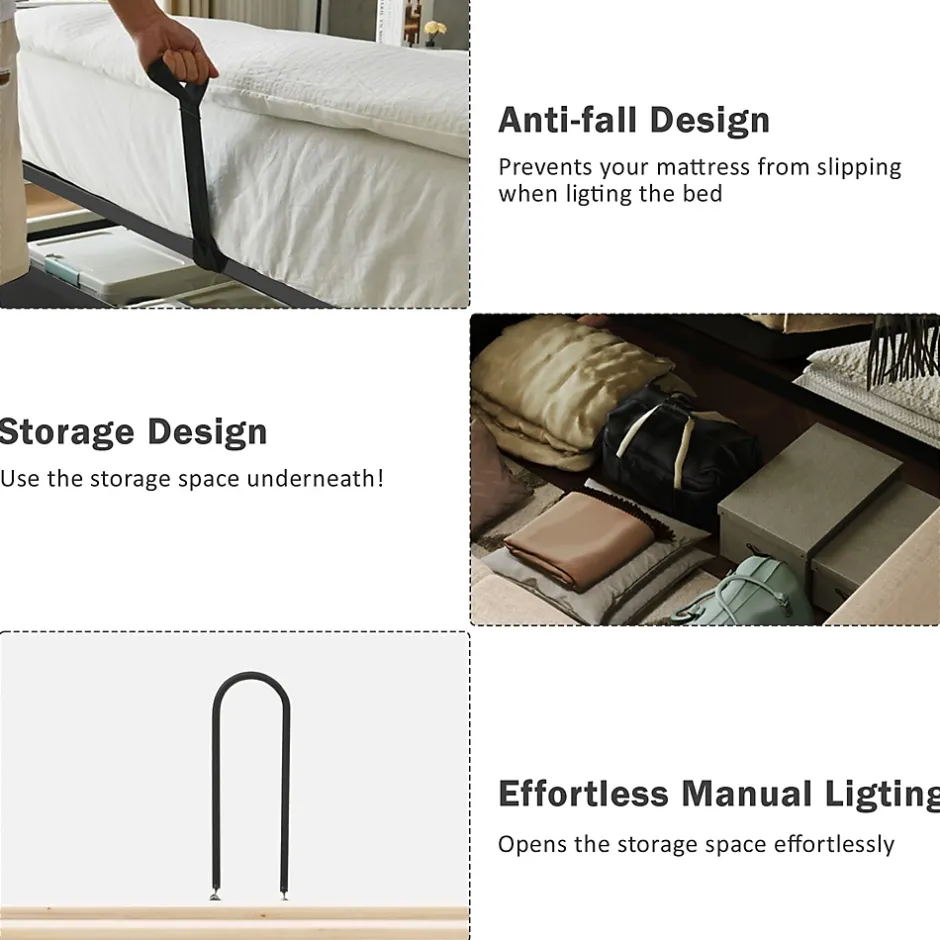 Okwish Lit coffre 180x200 cm - Lit double capitonné avec table de chevet et lampe de lecture - Velours côtelé - Sans Matelas - Beige Best
