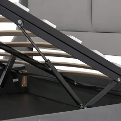 Okwish Lit coffre 160x200 cm - Lit double capitonné avec tête de lit oreille - Velours - Sans Matelas - Gris