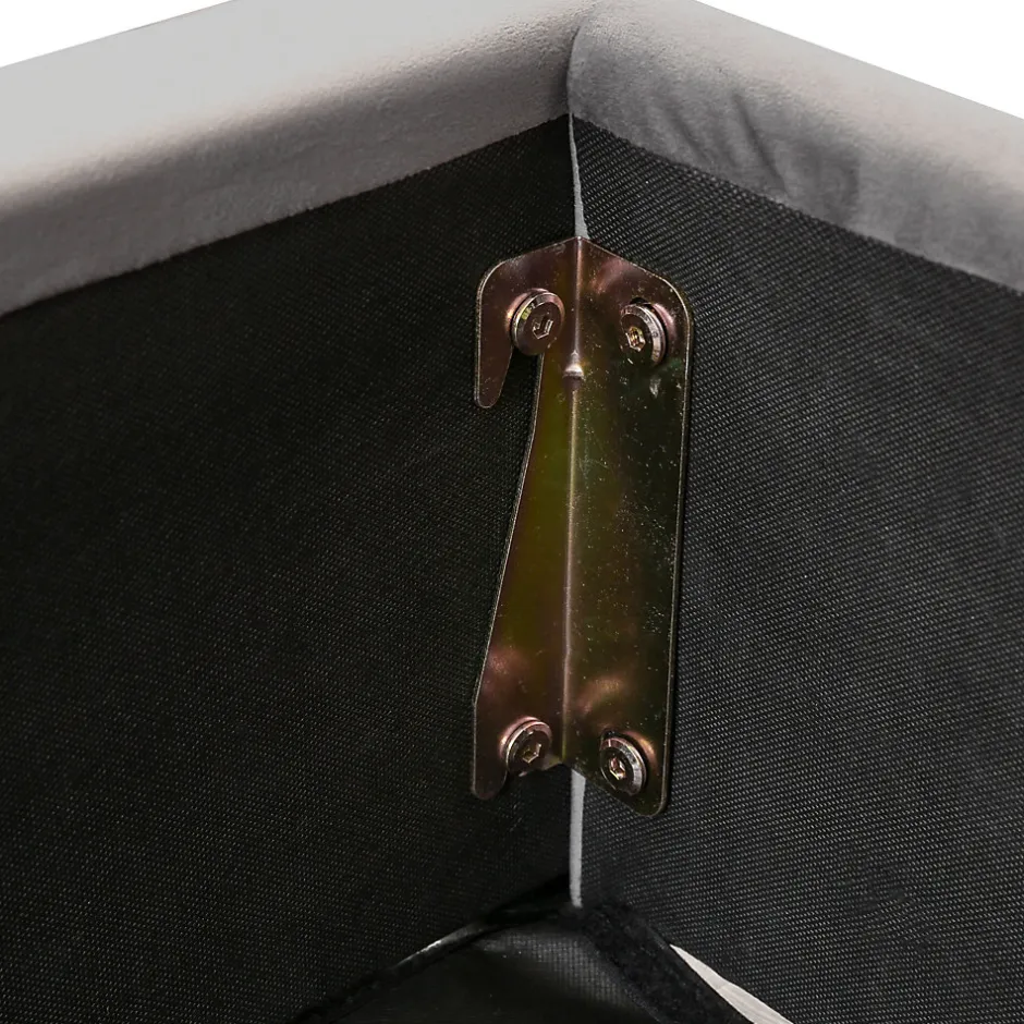 Okwish Lit coffre 160x200 cm - Lit double capitonné avec tête de lit oreille - Velours - Sans Matelas - Gris