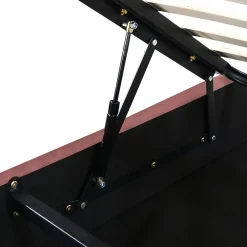 Okwish Lit coffre 140x200 cm - Lit double avec tête de lit fleur réglable - Velours + Métal + MDF - Sans matelas - Rose
