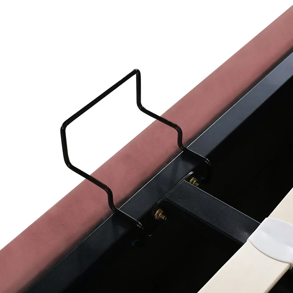 Okwish Lit coffre 140x200 cm - Lit double avec tête de lit fleur réglable - Velours + Métal + MDF - Sans matelas - Rose