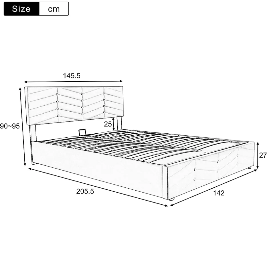 Okwish Lit coffre 140x200 cm - Lit Double Capitonné avec Tête de Lit Réglable - Velours - Sans Matelas - Beige Clearance
