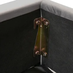 Okwish Lit coffre 180x200 cm - Lit double capitonné avec tête de lit oreille - Velours - Sans Matelas - Gris