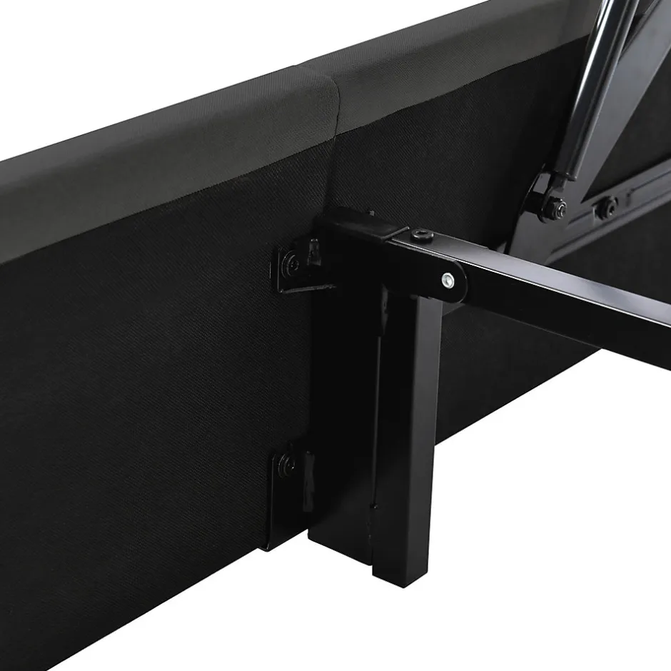 Generique Lit Coffre 140x200 cm - Lit Double Rembourré - Tête de Lit avec Rangement - Lin - Sans Matelas - Gris