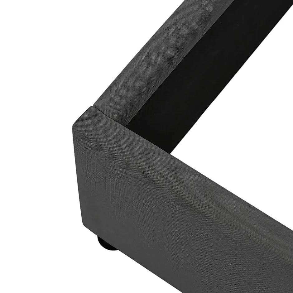 Generique Lit Coffre 140x200 cm - Lit Double Rembourré - Tête de Lit avec Rangement - Lin - Sans Matelas - Gris