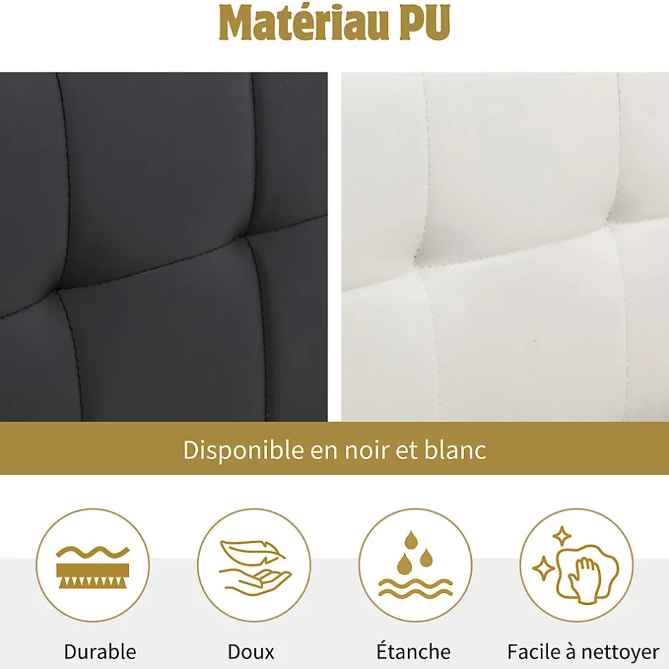 Okwish Lit Coffre 140x190 cm - Lit Double Capitonné avec Tête de Lit et Rangement Caché - PU - Sans Matelas - Blanc