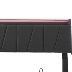 Generique Lit Coffre 160x200 cm - Lit Double Rembourré - Tête de Lit avec Rangement - Lin - Sans Matelas - Gris