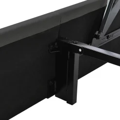 Generique Lit Coffre 160x200 cm - Lit Double Rembourré - Tête de Lit avec Rangement - Lin - Sans Matelas - Gris