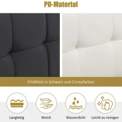 Okwish Lit Coffre 90x200 cm - Lit Simple Capitonné avec Tête de Lit et Rangement Caché - PU - Sans Matelas - Blanc Best