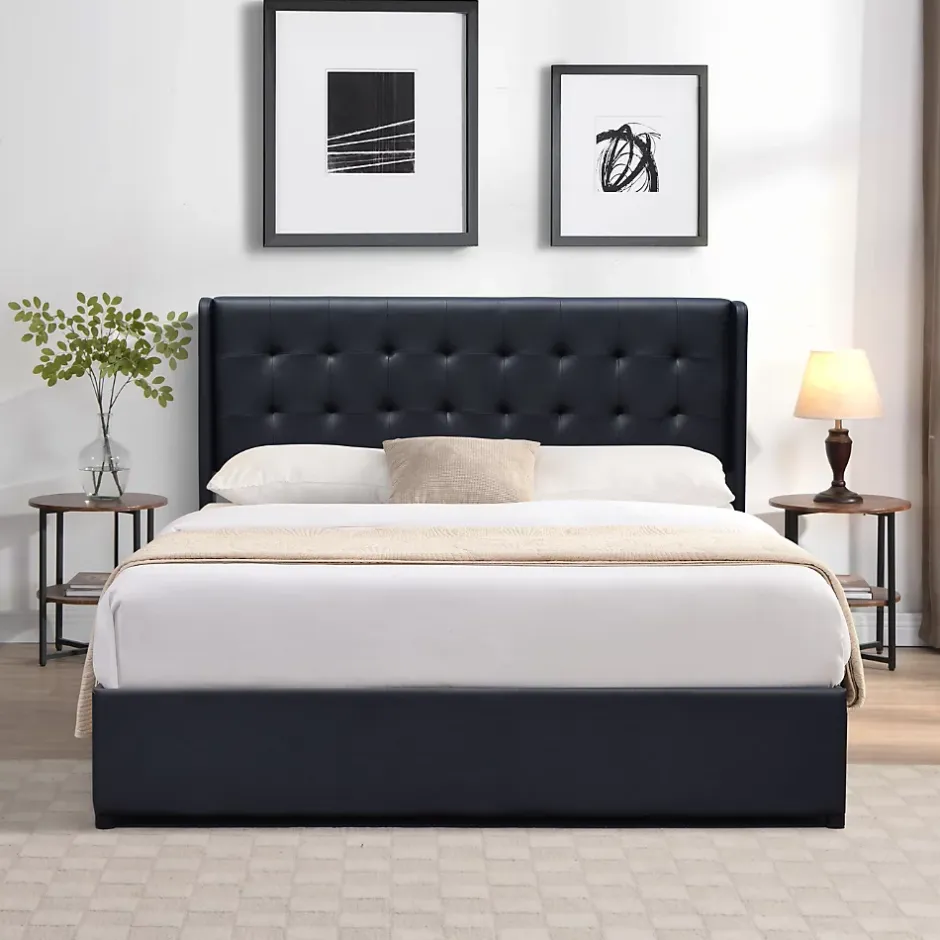 Nuits D'Or Lit coffre 140x200 cm - tete de lit capitonnee - montage rapide et facile - confort optimal - - style moderne Online