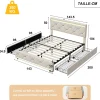 Simple Life Lit Coffre 140x190 cm, 4 tiroirs, LED, USB, Velours, Beige Hot