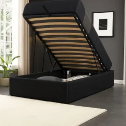 King Of Dreams Lit coffre 90x200 cm avec pieds et 12 lattes - montage rapide et facile - design contemporain - espace de rangement optimal -