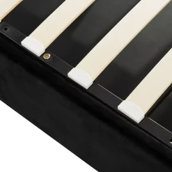 Okwish Lit Coffre 140x200 cm avec Rangement, Lit Double Adulte avec Tête Réglable et Sommier en Velours - Noir, Sans Matelas Online
