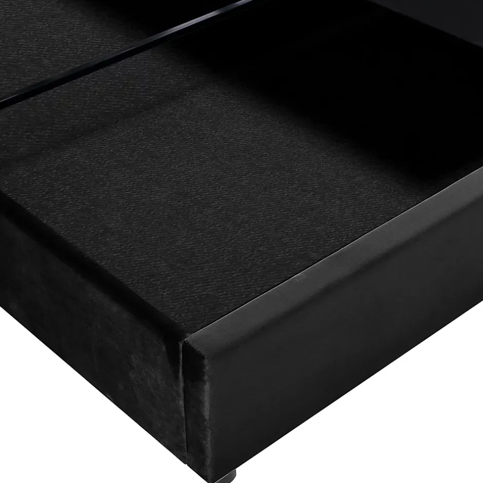 Okwish Lit Coffre 140x200 cm avec Rangement, Lit Double Adulte avec Tête Réglable et Sommier en Velours - Noir, Sans Matelas Online