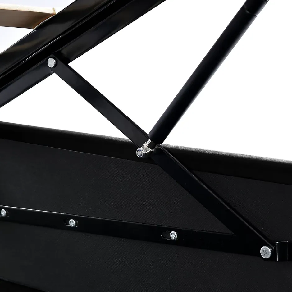 Okwish Lit Coffre 140x200 cm avec Rangement, Lit Double Adulte avec Tête Réglable et Sommier en Velours - Noir, Sans Matelas Online