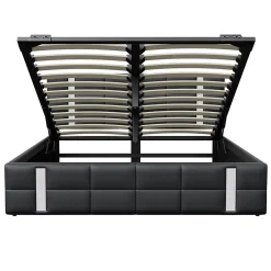 Simple Life Lit Coffre 160x200 cm avec USB et Type-C,LED,Lit Capitonné avec Rangement,hydraulique lit, PU