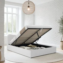 Weber Industries LIT COFFRE 140x190 CM COCOON+ SOMMIER / Tissu Bouclette Blanc