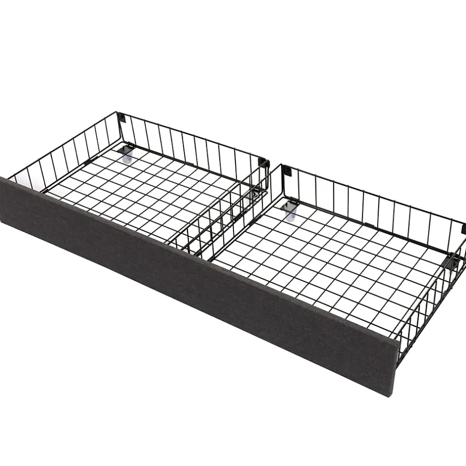 ProximaX Lit coffre 140x190 cm gris avec LED, rangement hydraulique, tiroirs et compartiments, tête rembourrée escamotable, cadre acier