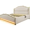 Gutent Lit coffre 140x200, Lit double avec espace de rangement hydraulique, lit de rangement et lit pour adolescent, Beige, sans matelas New