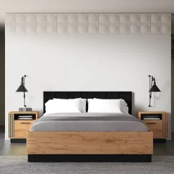 Petits-Meubles Lit coffre 160x200 sommier inclus Solal Bois et Noir Clearance