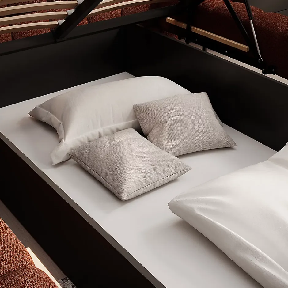 Petits-Meubles Lit coffre 180x200 sommier inclus Ezio Brique Online