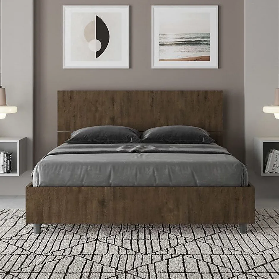 Ityhome Lit coffre 140x200 tête de lit droite Demas noyer Online