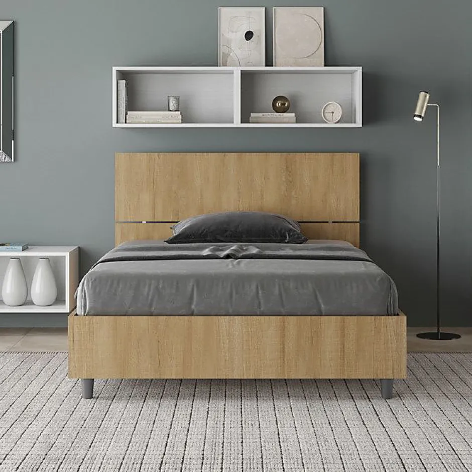 Ityhome Lit coffre 120x200 tête de lit droite Demas chêne Sale