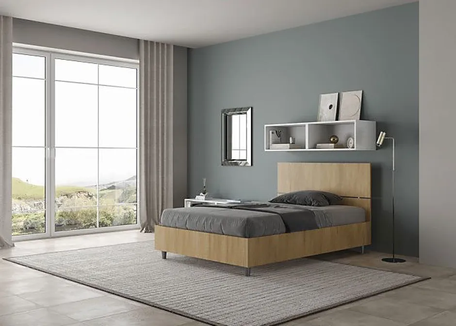 Ityhome Lit coffre 120x200 tête de lit droite Demas chêne Sale