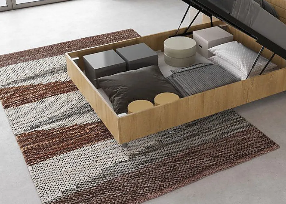 Ityhome Lit coffre 120x200 tête de lit droite Demas chêne Sale