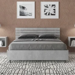 Ityhome Lit coffre 140x190 tête de lit droite avec lattes en ciment Ankel