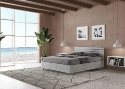 Ityhome Lit coffre 140x190 tête de lit droite avec lattes en ciment Ankel
