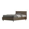 Ityhome Lit coffre 120x190 tête de lit droite à lattes en noyer Ankel