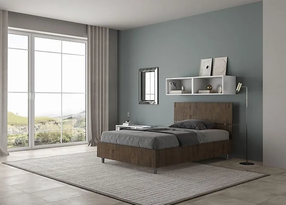 Ityhome Lit coffre 120x200 tête de lit droite Demas noyer