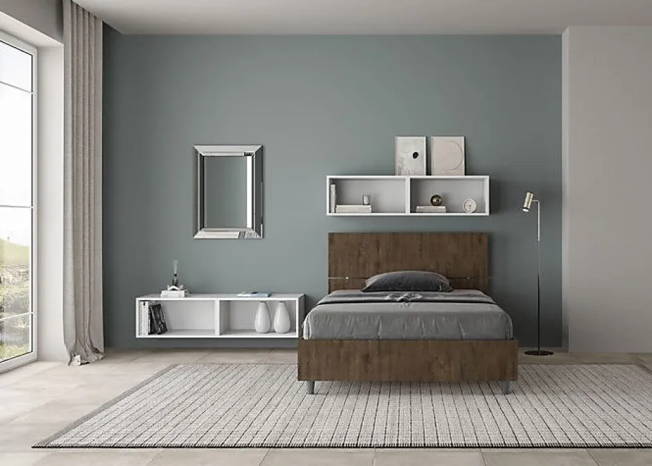 Ityhome Lit coffre 120x200 tête de lit droite Demas noyer
