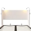 Fortuna lai Lit Coffre 140x200cm avec LED et USB, Cadre de lit capitonné en Velours côtelé, lit 2 Personnes avec sommier,scandinave Blanc Best