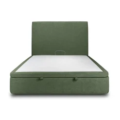 Sommeil De Plomb Lit coffre 140x200cm avec tête de lit tapissier Tissu Vert - Hauteur totale : 39cm Sale