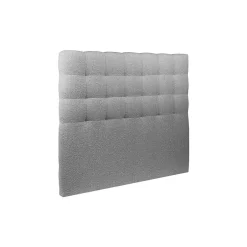 Sommeil De Plomb Lit coffre 200x200cm avec tête de lit capitonnée Bouclette Gris - Hauteur totale : 39cm