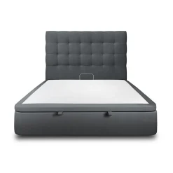 Sommeil De Plomb Lit coffre 200x200cm avec tête de lit capitonnée Velours Gris anthracite - Hauteur totale : 39cm