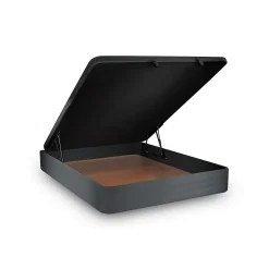 Sommeil De Plomb Lit coffre 200x200cm avec tête de lit capitonnée Velours Gris anthracite - Hauteur totale : 39cm