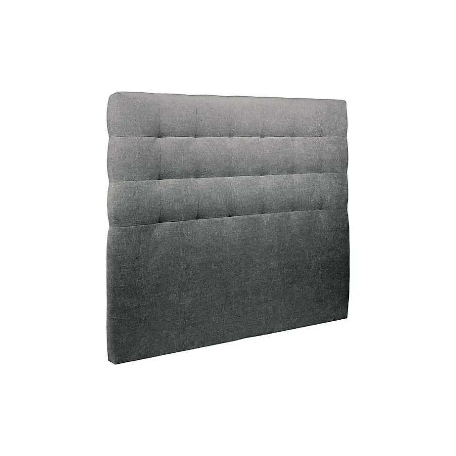 Sommeil De Plomb Lit coffre 200x200cm avec tête de lit capitonnée Tissu Gris anthracite - Hauteur totale : 39cm