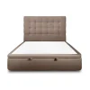 Sommeil De Plomb Lit coffre 160x200cm avec tête de lit capitonnée Velours Taupe - Hauteur totale : 39cm
