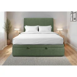 Sommeil De Plomb Lit coffre 180x200cm avec tête de lit tapissier Tissu Vert - Hauteur totale : 39cm