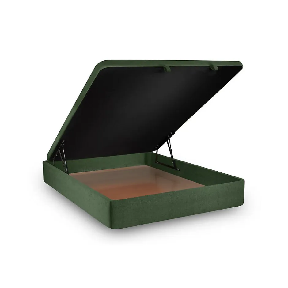 Sommeil De Plomb Lit coffre 180x200cm avec tête de lit tapissier Tissu Vert - Hauteur totale : 39cm
