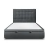 Sommeil De Plomb Lit coffre 140x200cm avec tête de lit capitonnée Velours Gris anthracite - Hauteur totale : 39cm