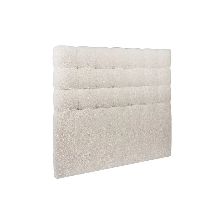 Sommeil De Plomb Lit coffre 200x200cm avec tête de lit capitonnée Bouclette Beige - Hauteur totale : 39cm