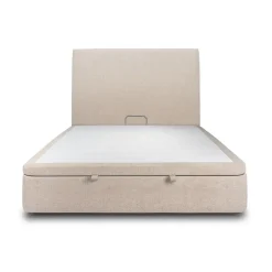 Sommeil De Plomb Lit coffre 180x200cm avec tête de lit tapissier Tissu Beige brun - Hauteur totale : 39cm