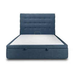 Sommeil De Plomb Lit coffre 140x190cm avec tête de lit capitonnée Tissu Bleu - Hauteur totale : 39cm Best
